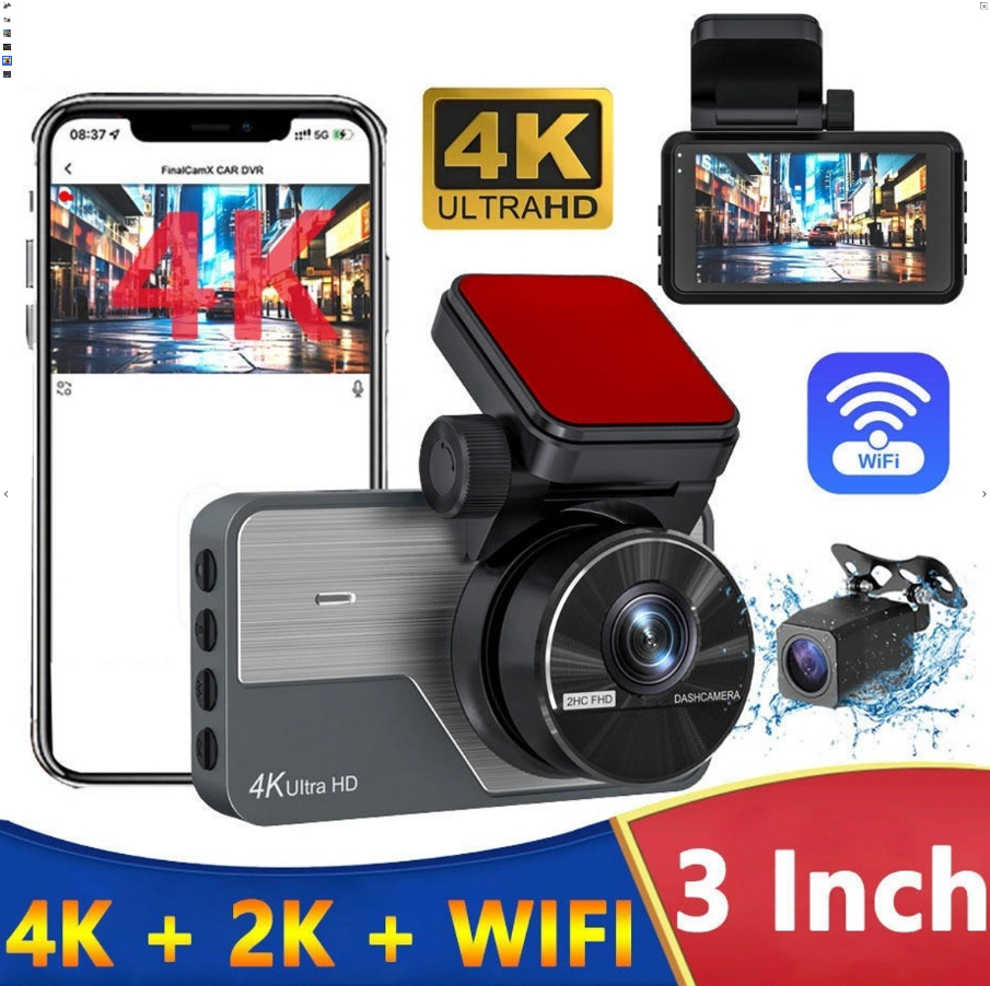 4K | 4K WiFi Dual Lens Dash Cam – Front & Rear Car DVR Camera with Night Vision, Loop Recording, G-Sensor & Parking Mode - Image 5