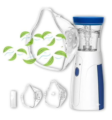 Nebulizer, Portable Mesh Nebulizer for Adults & Kids, Mini Handheld Ultrasonic Inhaler, Low-Noise Steam Vaporizer for Home & Travel, Wireless Vaporizer Machine With Respiratory Mask (Blue, 2026)