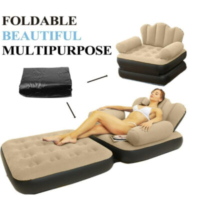 Inflatable Sofa, 5-in-1 Sofa Bed Adult Lazy Sofa Multifunctional Inflatable Bed Portable Inflatable Couch Outdoor Lounge Furniture Quick Inflate Furniture Air-Filled Lounge Chair Easy to Storage
