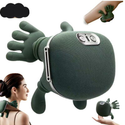 Bionic Heated Massager, Wireless Portable Shiatsu Neck and Back Massager, Electric Deep Tissue 4D Kneading Massage, Simulated Human Hand Design for Pain Relief and Muscle Relax