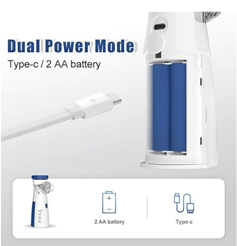 Nebulizer, Portable Mesh Nebulizer for Adults & Kids, Mini Handheld Ultrasonic Inhaler, Low-Noise Steam Vaporizer for Home & Travel, Wireless Vaporizer Machine With Respiratory Mask (Blue, 2026) - Image 3