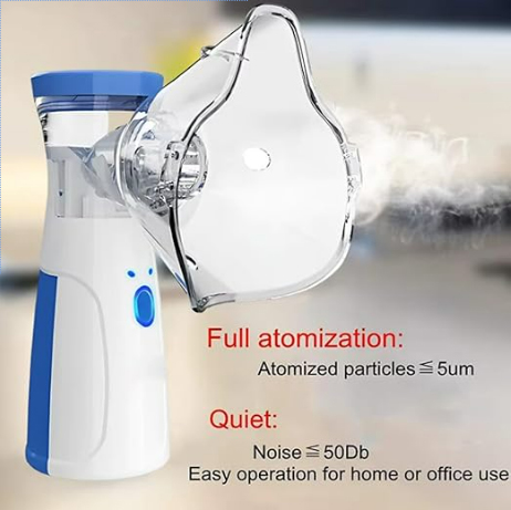 Nebulizer, Portable Mesh Nebulizer for Adults & Kids, Mini Handheld Ultrasonic Inhaler, Low-Noise Steam Vaporizer for Home & Travel, Wireless Vaporizer Machine With Respiratory Mask (Blue, 2026) - Image 5