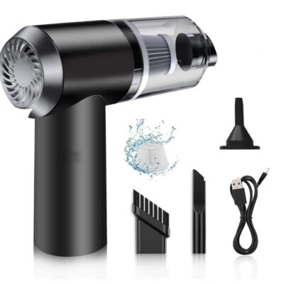 3-in-1 Cordless Car Vacuum Cleaner with Blower & 3 Attachments | Portable Handheld Vacuum for Wet & Dry Cleaning | Rechargeable Mini Vacuum for Home, Office, Sofa, Travel & Keyboard (1 Pack)