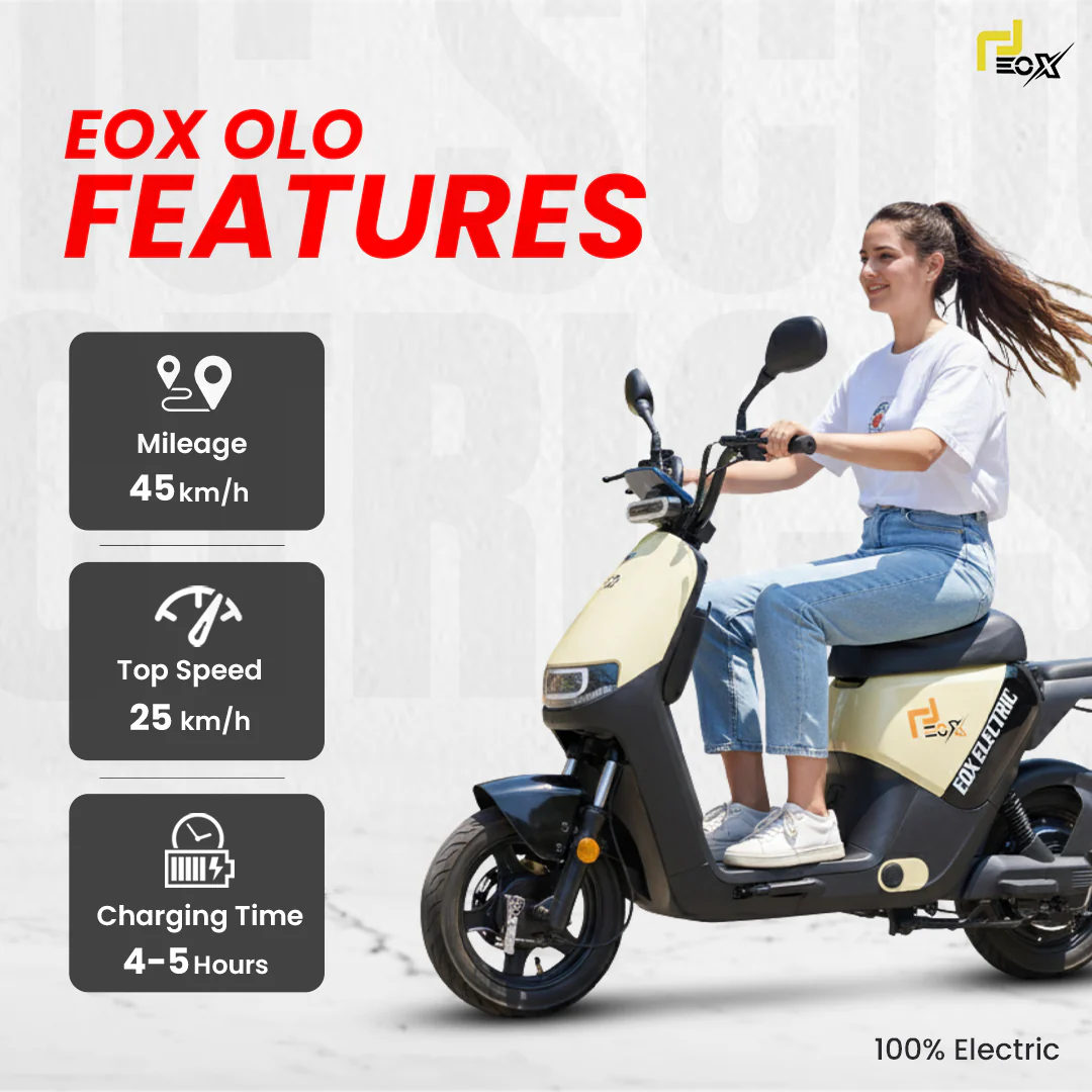 EOX OLO Electric Commuter Scooter – 45 km Range, 25 km/h, Portable Lithium Battery - Image 5